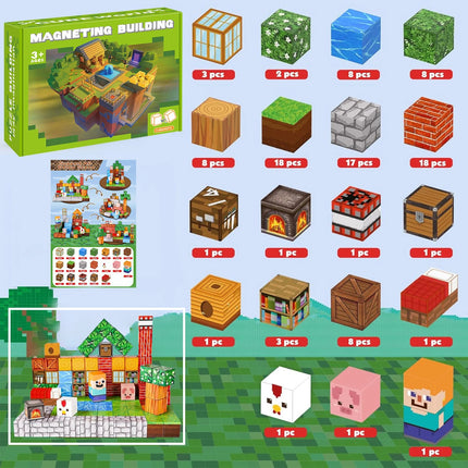 Magnetic Building Block Bricks Toy Stacking World STEM Mine Architectural Set Model DIY Educational Kids Gifts for Boy Girls