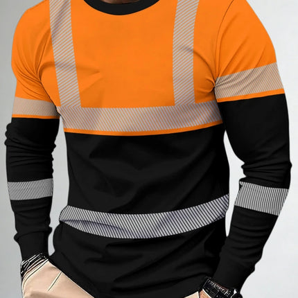 Men's 3D Printed New Secure Logo Color Blocking Design Long-Sleeved T-Shir Fashion Spring Daily Casual Work Wear Men's T-Shirts