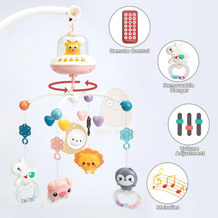 Baby Toy 0 12 Months Crib Mobile Musical Rattle For Newborn Music Box Projector Rotating Holder Bed Bell Infant Gifts