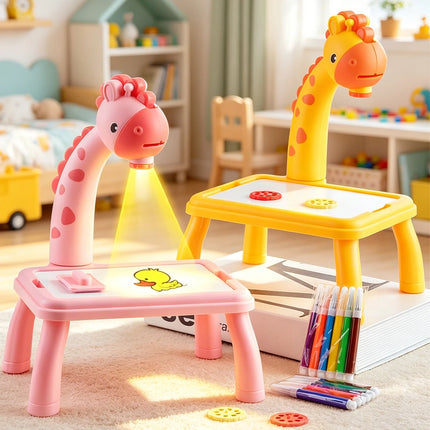 Painting Board Toys for Kids, LED Projector Drawing Art Painting Desk Educarional Learning Drawing for Boys and Girls Gifts