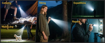 BORUiT U10 880LM EDC LED Flashlight Work Light 14500/AA Battery Torch with Magnet Clip Waterproof Camping Pocket Lantern