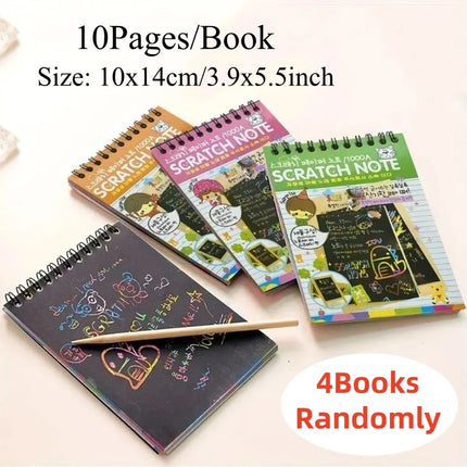 10Page/Book Magic Antistress Coloring books for children adult Kids drawings Scratch note book black cardboard stationery paper