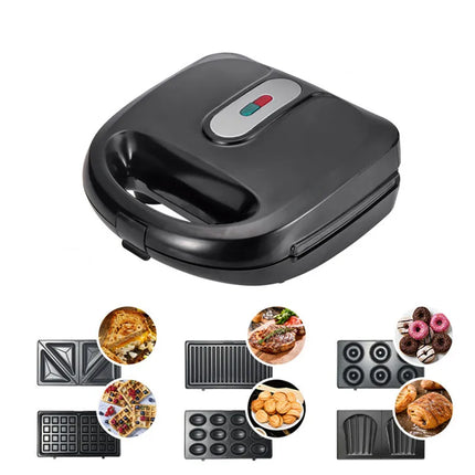 6 In 1 Electric Waffle Maker Sandwich Toaster Baking Steak Grill Egg Cake Oven Frying Pan for Kitchen EU Plug 750w