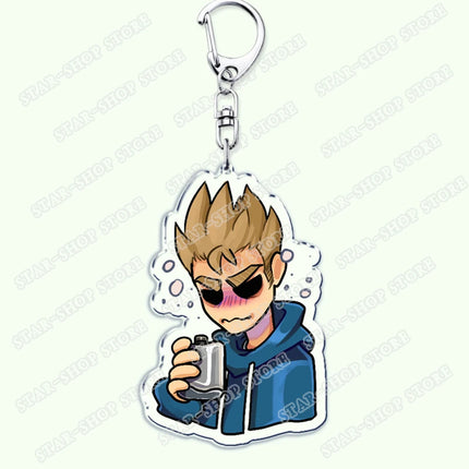 Cartoon Anime Eddsworld Tord Keychain Accessories Bag Comic Ringo Edds Meme Keyrings Jewelry Fans Friends Birthdays Gifts