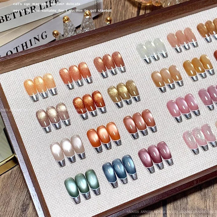 2025 NEW Glass Beaded Cat Eyes Nail Polish Golden Green Light UV/LED Nail Gel Semi Permanent Magnetic Gel Varnish DIY Nail Salon