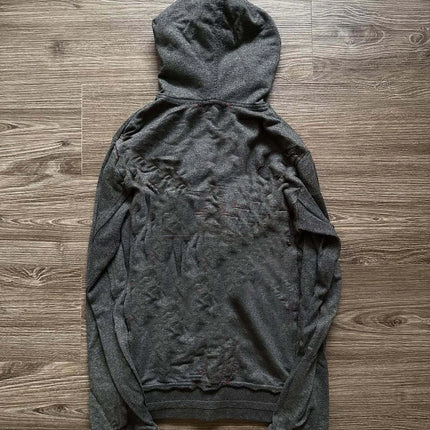 Retro flag print zipper double-layer cardigan hip-hop Harajuku classic style washed gray loose Y2k street trend men's and women'