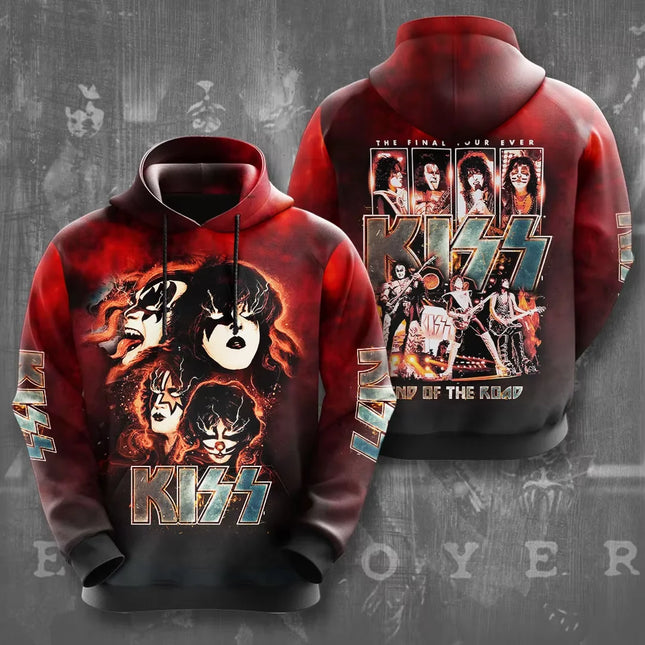 Vintage Kiss Band Graphic 3D Print Autumn/Winter Men Hoodies Casual Oversized Pullover Trend Hoodie Sweatshirt Men Clothing