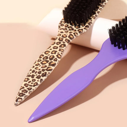 Leopard print pattern Slick Hair Brush for moothing Ponytail Bun/Hairs/beard, Flyaways, Edge Control - Backcombing and Teasing