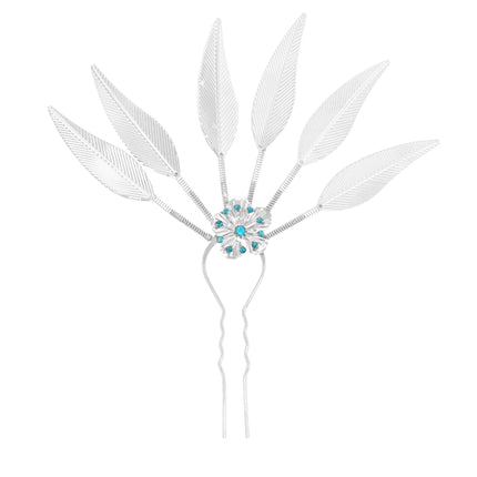 New Golden Alloy Leaf Crystal Flower Hairpin Hair Accessories for Women Thailand Ethnic Dance Party Decoration Headwear Jewelry