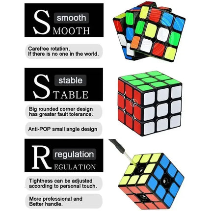 Speed Cube 3x3x3 Smooth Puzzle Toys Professional 3D Brain Teaser Cube Educational Brain Teaser Game Magic Cube for Kids Adults