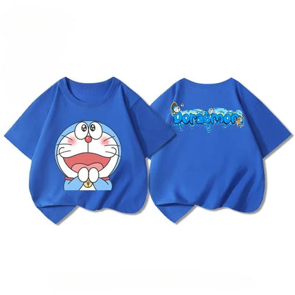 Potdemiel Doraemon 100% Cotton Children's T-Shirt, New Summer Style, Comfortable and Breathable Top for Boys and Girls