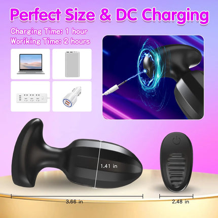 Anal Plug Vibrators Sex Toys - APP Remote Control Prostate Massager with 9 Intense Vibration Modes, Female Wearable G Spot