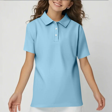 Children's Solid Color Polo Shirt Fashion Sports T-shirt Girl Lapel Casual And Comfortable Short Sleeves Tops