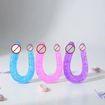 Adult Supplies Sex Toy Double Ended Realistic Dildo Flexible Jelly Dildos Penis Cock Anal Butt Plug Massager g-spot Stimulation