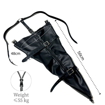 Y-back Strap Lace-up Straight Arm Binder with Zipper Leather Tight Fit Single Sleeve for Couple BDSM Bondage Interaction Sex Toy