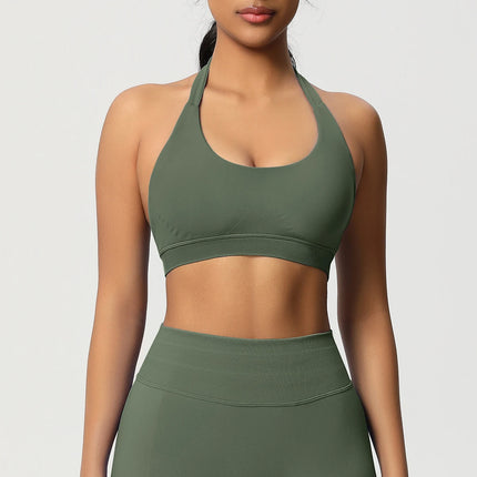 Women Sports Bra Seamless Halter Clothes Push-up Vest Brassiere Gym Top Backless Fitness Yoga Workout Running Underwear