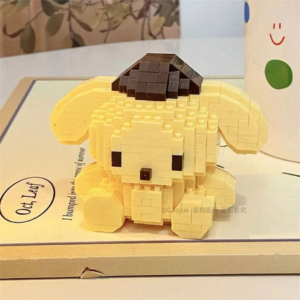 Sanrio Anime Hello Kitty My Melody Cute Building Blocks Doll Toy Pochacco Cinnamoroll Pompompurin Kuromi Girls Brithday Gift
