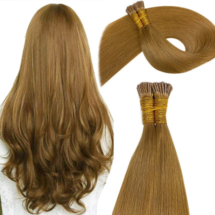 I Tip Hair Extension Straight Human Hair Extension 0.8g/ 1g/Strand 50pc/Set Capsule Keratin Natural Fusion Human Hair Extension