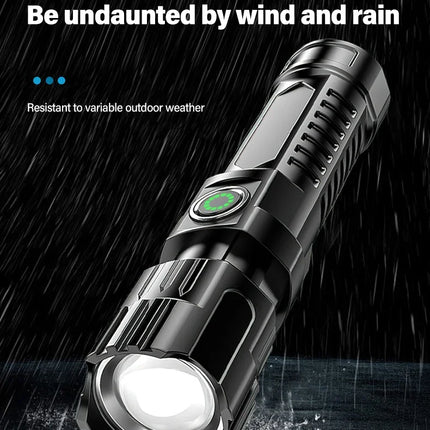 Rechargeable Zoom LED Flashlight Handheld Torch with 3 Modes Waterproof High Power Light Hand Lamp For Working Outdoor Camping