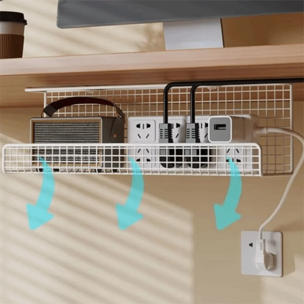 High Quality Under-desk Cable Management Tray No Drill Metal Wire Socket Storage with Clamp Desk Cable Organizer Office