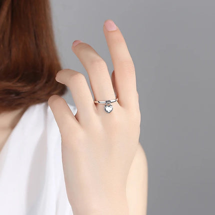 925 Sterling Silver Rings For Women Original Crown Love Heart Wishbone Engagement Wedding Rose Gold Crystal Ring Luxury Jewelry