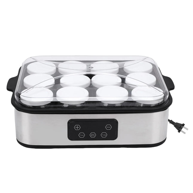 110V/220V Automatic Yogurt Maker 0-48h Timer Adjustable Temperature Yogurt Maker Ice Cream Pudding Maker with 12 Pcs 180ml Cups