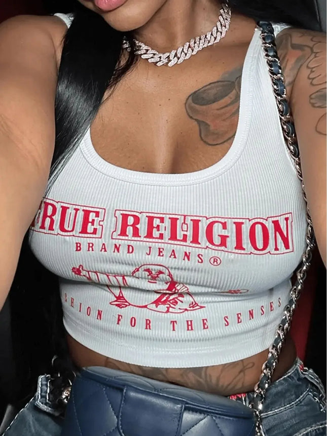 Letter Printed Women Tank Top Sexy Graphic T Shirts Fashion Top Printed Sweatshirts Streetwear 2024 New Popular Y2K Crop Tops