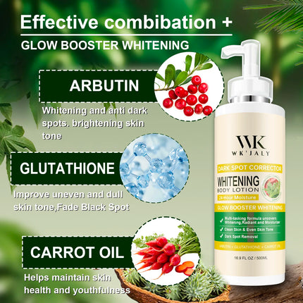 WK JALY Glutathione Whitening Body Lotion, Dark Spot Corrector, With Natural Carrot Oil, Arbutin, Moisturizing, Smooth Skin