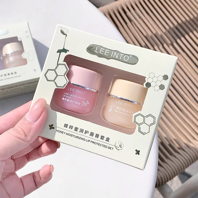 LEEINTO Honey Lip Balm Set Moisturizing Lip Balm Day and Night
