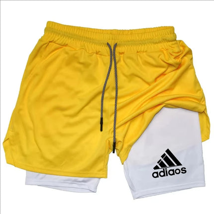 Men'S Compression Shorts Summer Gym Fitness Running Training Sports Shorts Two-In-One Mesh Breathable Quick-Drying Shorts