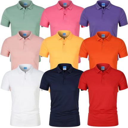 Men's POLO Shirt Solid Color Short Sleeved Top Spring Summer Team Workwear Customized Colors Choose From
