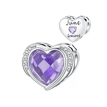 925 Sterling Silver January-December Birthday Stone Love Zircon Pendant Bead Fit Charms Necklace Bracelet Women Jewelry DIY Gift