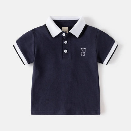 HoneyCherry Children's Short-sleeved T-shirt New Boys Polo Shirt Baby Half-sleeve Embroidery Tops Kids Designer Clothes