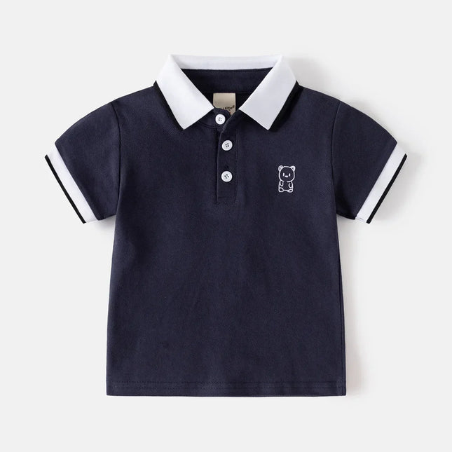 HoneyCherry Children's Short-sleeved T-shirt New Boys Polo Shirt Baby Half-sleeve Embroidery Tops Kids Designer Clothes