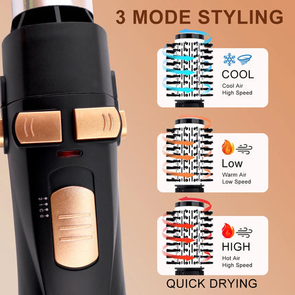 Hatteker EU 4-Head Hair Dryer Hot Air Brush Strong Wind Electric Straightener Curler Roller Comb Blower Styling Tool for Women