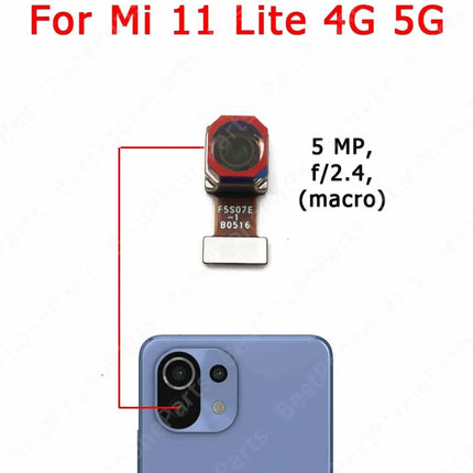 For Xiaomi Mi 11 Lite Selfie Front Frontal Small Facing Camera Back Rear Camera Module View Backside Replacement Spare Parts