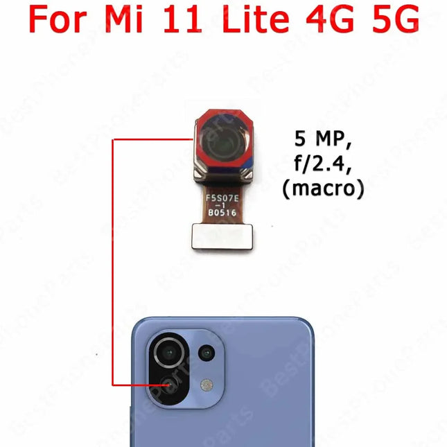 For Xiaomi Mi 11 Lite Selfie Front Frontal Small Facing Camera Back Rear Camera Module View Backside Replacement Spare Parts