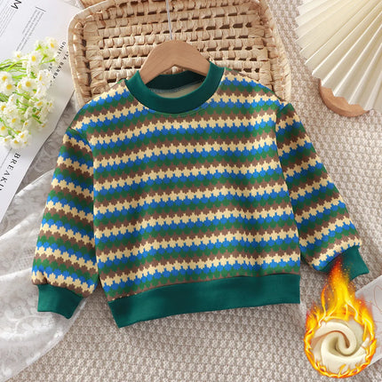 New Velvet Thickened Christmas T-shirt Children's Printing Sweatshirt Casual Children's Clothing For Winter New Year Gift