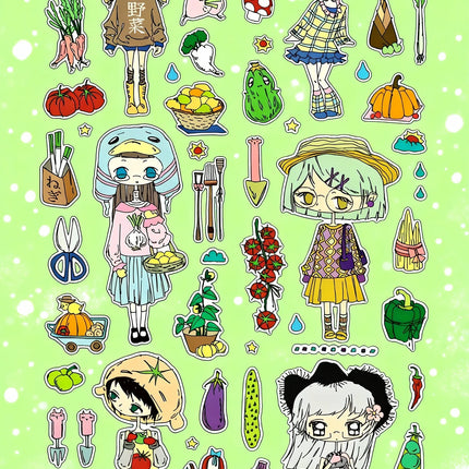 Abstract Style Stickers Cute Cartoon Gilrl Dairly Collage Characters Guka Stickers DIY Decorative Handbook