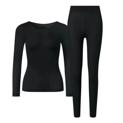 2 Pieces Seamless Thermal Underwear Set Women Long Sleeve Bottoming Top Long Johns Highly Elastic Autumn Winter Warm Thermal Set