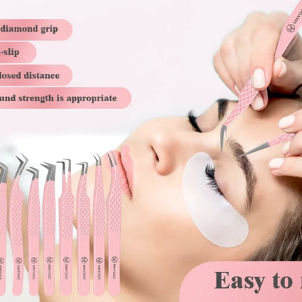 MAYOOC Eyelash Tweezers With Fiber Tips Stainless Steel High Precision Tweezer Volume Fans lash Tweezer Makeup Tools Custom Logo