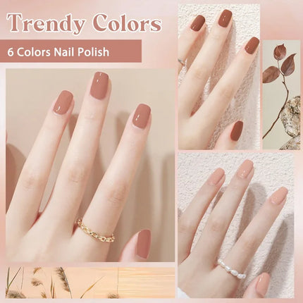 6pcs 8ml Water-Based Nail Polish Long Lasting Quick Drying No Need of Lamp to Cure Nail Supplies Vernis for Nail Art Decorations