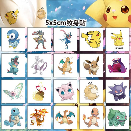 20pcs/set Pokemon Tattoo Stickers Anime Figure Pikachu Charizard Periphery Temporary Stickers Toys Partys Gifts Supplies