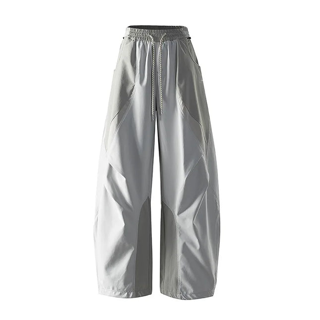 Men Outdoor Lightweight Quick Dry Ultra Loose Casual Splice Wide Leg Techwear Track Cargo Pants Women Streetwear Baggy Trousers