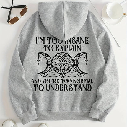 I'm So Crazy I Can't Explain The Printed Hoodie Women's Street Round Neck Clothes Fashionable Versatile Hooded Autumn Warm Y2K