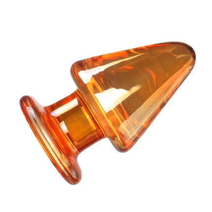 VaHppy Glass Anal Plugs Large 5.5cm Transparent/Golden SM BDSM Adult Sex Toys Unisex Lesbian Gay Anal Masturbator Stimulation
