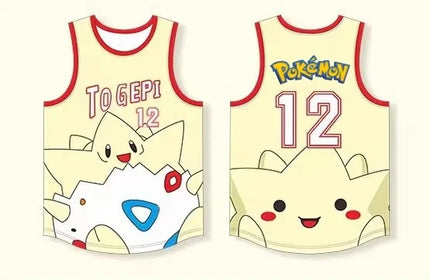 Pokemon Snorlax 12 Basketball Jersey - Sleeveless Tank Top, Anime Streetwear for Men Women Kids, Breathable Summer Sports Vest