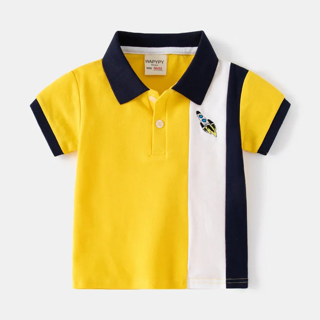 Baby Boys Polo Shirts Kids Short Sleeved T-shirt Cartoon Embroidery Blouses 2025 Summer 2 To 7 Yrs Children's Clothing Toddler