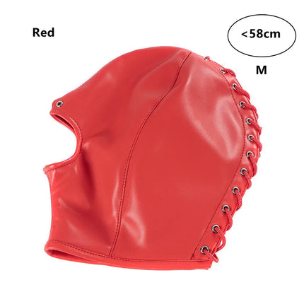 Open Mouth Slave Sex Party Mask for Women Men SM Leather Hood Blindfold Head Harness Mask Bdsm Bondage Fetish Erotic Tool Adults