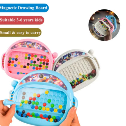1 PCS Children's Magnetic Colorful Doodle Board with Pen & Beads Drawing Board Toy Sensory Educational Boy Girl Montessori Gift